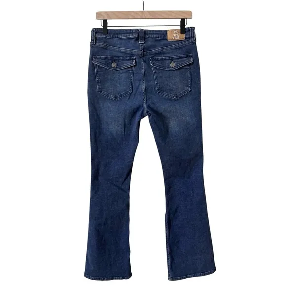 Free People We The Free Varsity Blues Sim Boot Flare Mid Rise Jeans Size 31