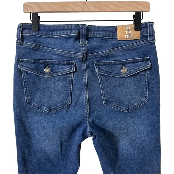 Free People We The Free Varsity Blues Sim Boot Flare Mid Rise Jeans Size 31