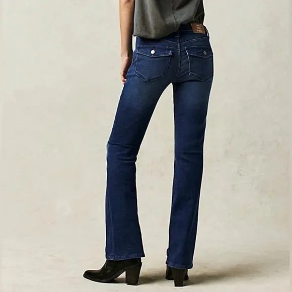 Free People We The Free Varsity Blues Sim Boot Flare Mid Rise Jeans Size 31