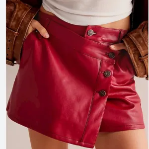 Free People We The Free Wynne Vegan Skirt Red Size 28 NWT in packaging
