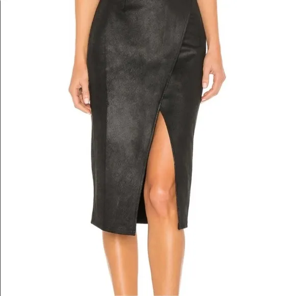 FREE PEOPLE WHITNEY BLACK FAUX SUEDE PENCIL SKIRT VEGAN SZ XS slip skirt