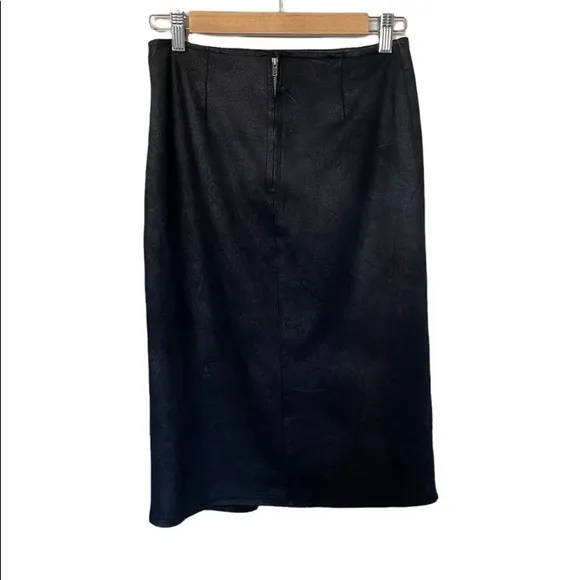 FREE PEOPLE WHITNEY BLACK FAUX SUEDE PENCIL SKIRT VEGAN SZ XS slip skirt