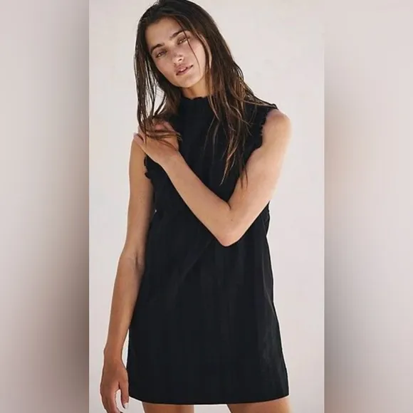 Free People Women's Black Stevie Tunic dress size L NWOT