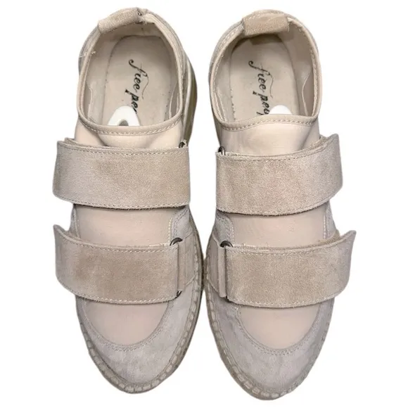 Free People Women’s Size 38 7.5 Tan Chapmin Double Take Sneak Platform Sneakers