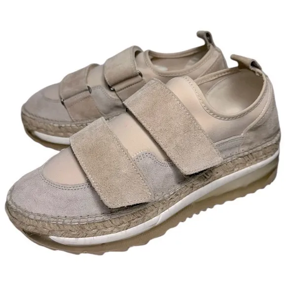 Free People Women’s Size 38 7.5 Tan Chapmin Double Take Sneak Platform Sneakers