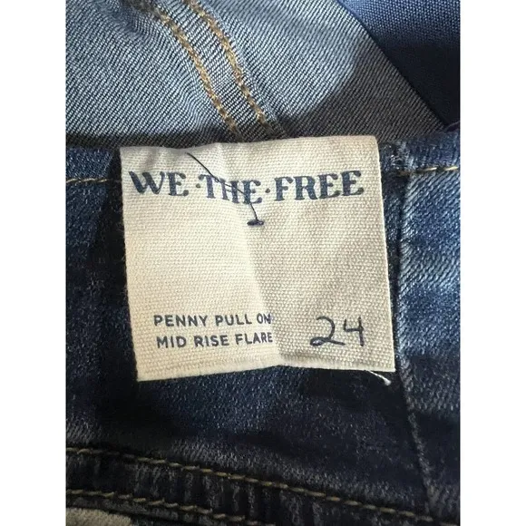 Free People x Anna Sui Penny Pull-On Printed Flare Jeans Size 24