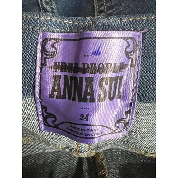 Free People x Anna Sui Penny Pull-On Printed Flare Jeans Size 24