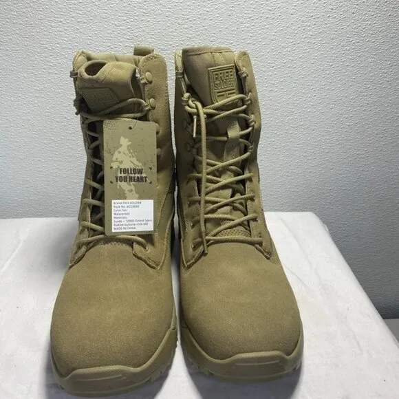 Free Soldier Men’s Tactical Desert Boots – Tan – Size 11.5 – Lace-Up – Lightweig