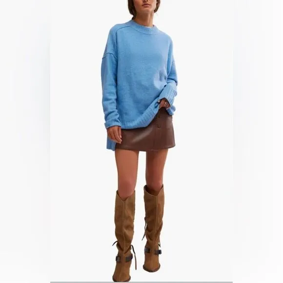Free People NWT Wynne chocolate vegan skirt -29