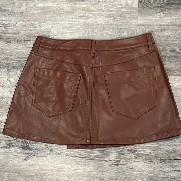 Free People NWT Wynne chocolate vegan skirt -29