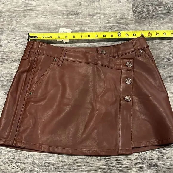 Free People NWT Wynne chocolate vegan skirt -29