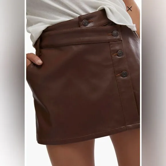 Free People NWT Wynne chocolate vegan skirt -29