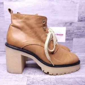 Free People Sydney Lug Sole Leather Hiking Boot Camel Brown Tan sz 40 Women's 10