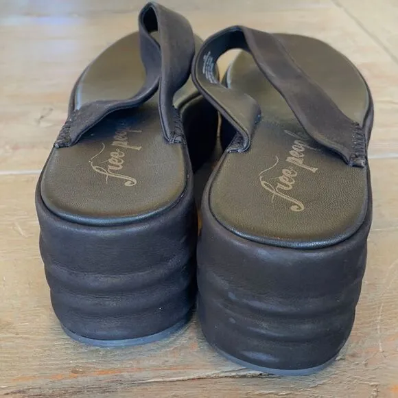 Free People Haven Thong Platform Sandal Black EU 38 US 8 New