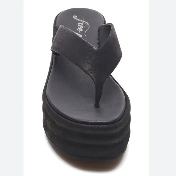 Free People Haven Thong Platform Sandal Black EU 38 US 8 New