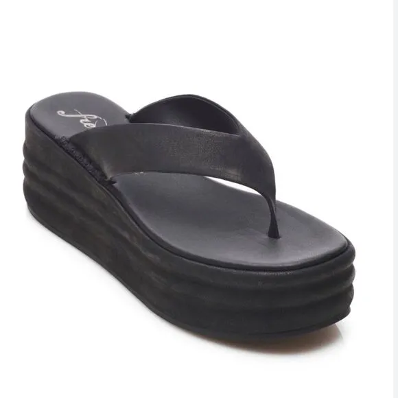 Free People Haven Thong Platform Sandal Black EU 38 US 8 New