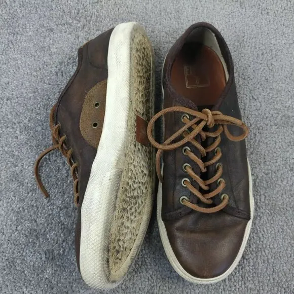 Frye Chambers Low Sneakers Mens 9.5 Shoes Distressed Brown Leather Lace Up