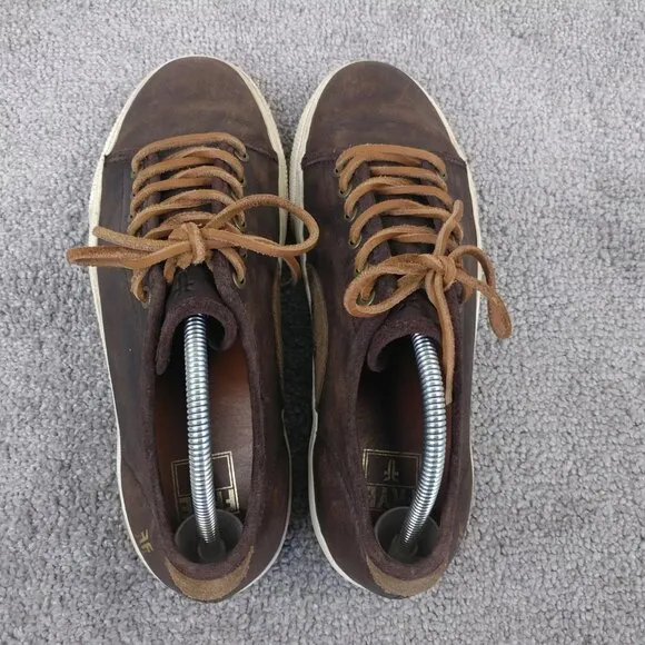 Frye Chambers Low Sneakers Mens 9.5 Shoes Distressed Brown Leather Lace Up