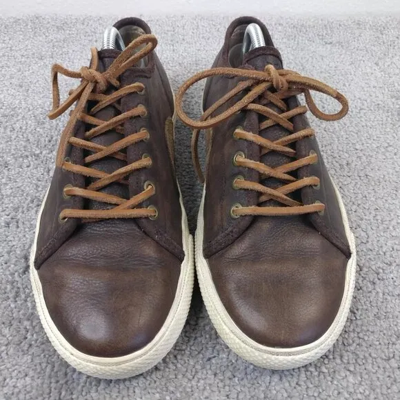 Frye Chambers Low Sneakers Mens 9.5 Shoes Distressed Brown Leather Lace Up