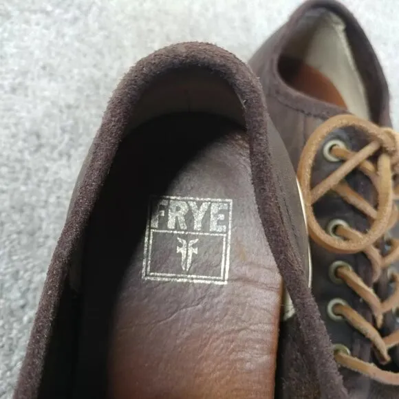 Frye Chambers Low Sneakers Mens 9.5 Shoes Distressed Brown Leather Lace Up