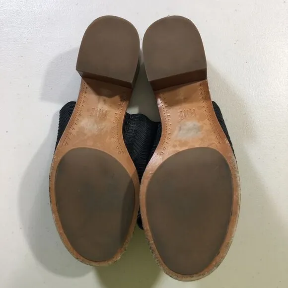 Frye Cindy Wave Mule Wedge Sandals Black Leather Women's Size 6 EUC