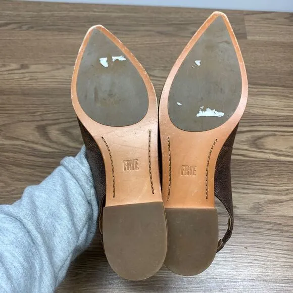 Frye Flats Sandals Women 8M Kenzie Shoes Leather Slingback Slip On Comfort