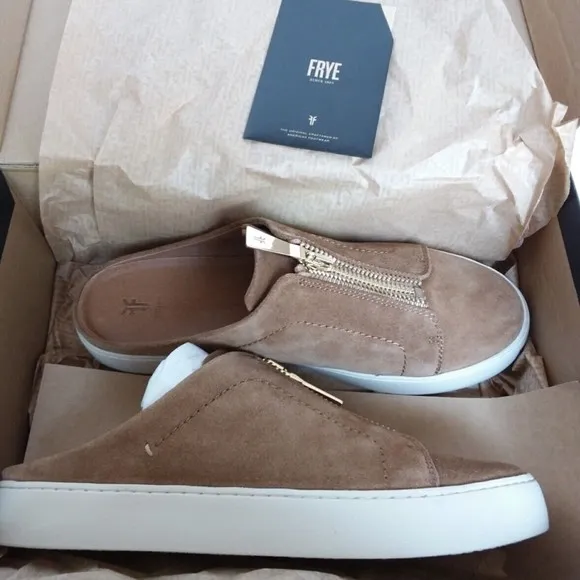 Frye Mules Size 9M Tan Suede Lena Slip-on Platform Shoes