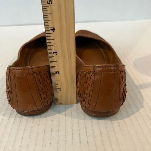 FRYE Women’s Brown Braided/Woven Slip-On Leather Ballet Flat Shoes Size 7