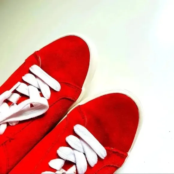 Frye Women’s Kerry Low Lace Suede Red Sneakers