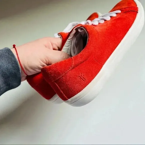 Frye Women’s Kerry Low Lace Suede Red Sneakers