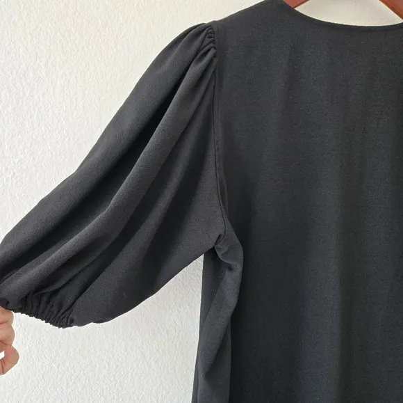 GANNI Women's Puff Sleeve in Heavy Crepe Shift Dress in Black Size EU 40 or US 8