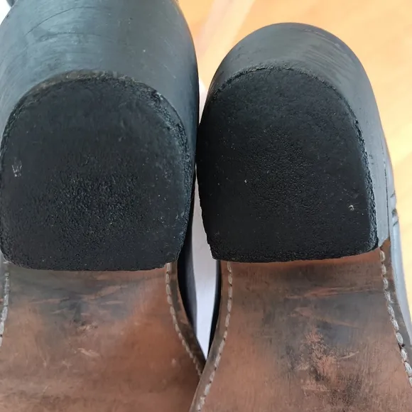 Genuine Leather Cowboy Boots Metal Toe Tip Point Oil Resistant Men's 10.5 Black