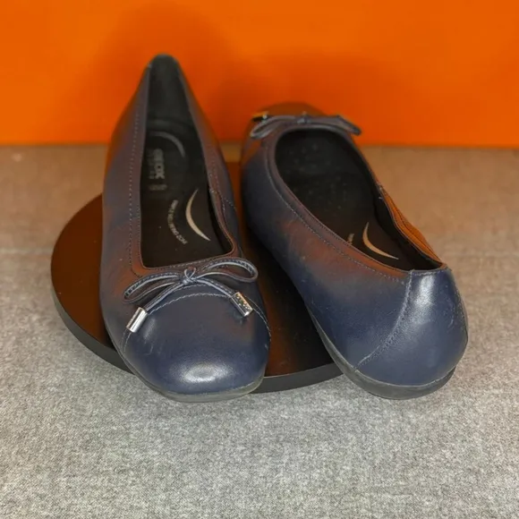 Geox Annytah Cap Toe Navy Blue Ballet Flat Bow EU 40 Size 10