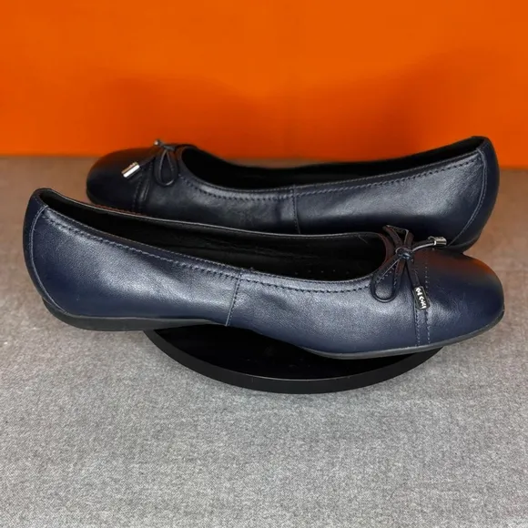 Geox Annytah Cap Toe Navy Blue Ballet Flat Bow EU 40 Size 10