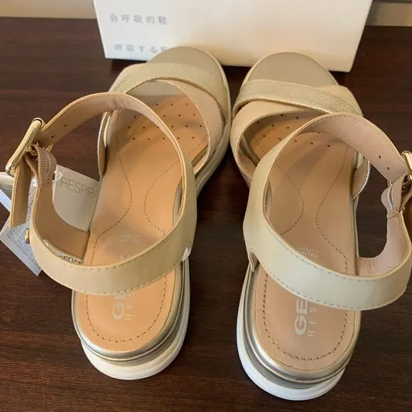 Geox leather piss  lightweight waterproof wedge  sandal size  10,5 nib
