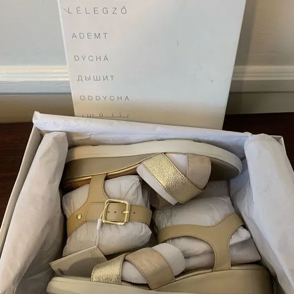 Geox leather piss  lightweight waterproof wedge  sandal size  10,5 nib