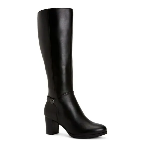 GIANI BERNINI Womens Black Adonnys Round Toe Leather Heeled Boots 6 WC