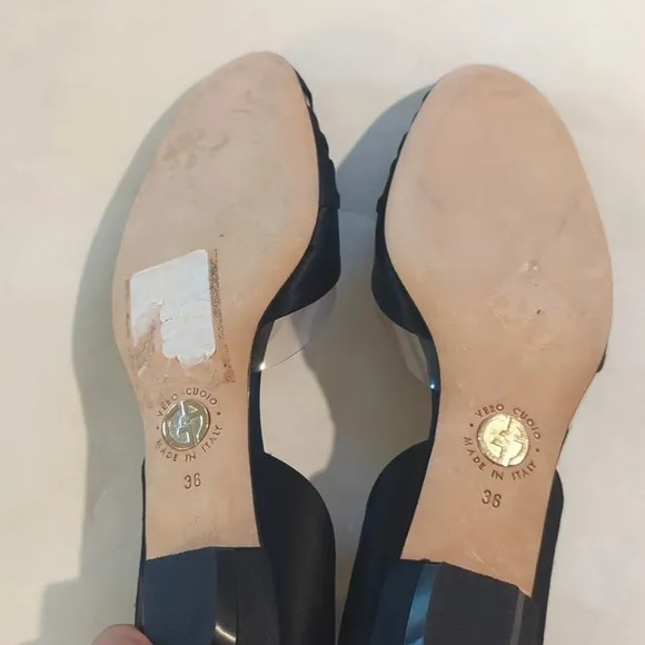 Giorgio Armani satin rhinestone black flat shoes women's size 6
