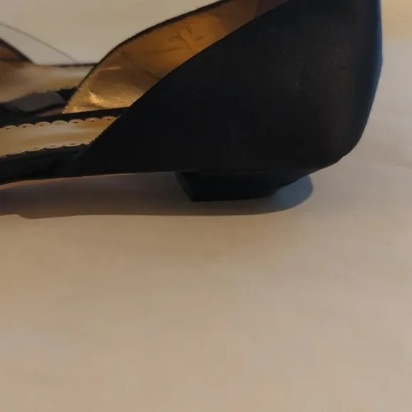 Giorgio Armani satin rhinestone black flat shoes women's size 6