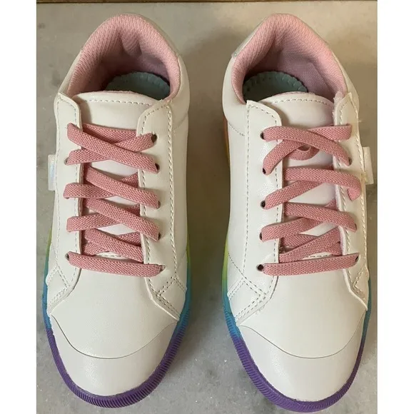 Girl /youth Size 2 Tennis Shoe Dr. Scholl's Time Off Sneaker White, Rainbow. NEW