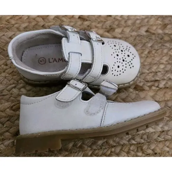 Girls Footmates Leather Mary Jane Shoes Flat Buckles Light Blue Toddler 5 M