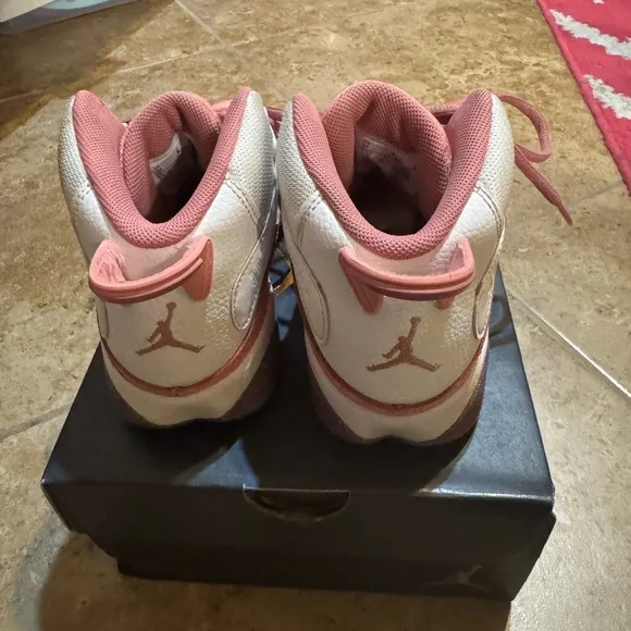 Girls Jordan 6 Rings Sneakers - Size 3Y - Coral Chalk/Desert Berry/White
