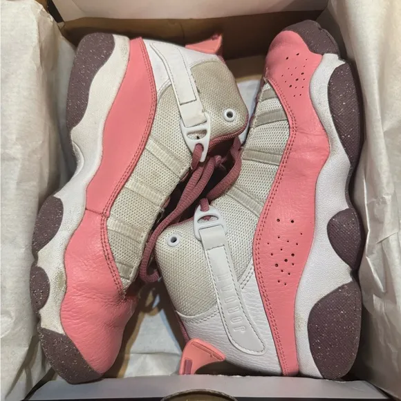 Girls Jordan 6 Rings Sneakers - Size 3Y - Coral Chalk/Desert Berry/White