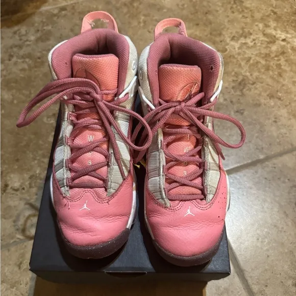 Girls Jordan 6 Rings Sneakers - Size 3Y - Coral Chalk/Desert Berry/White
