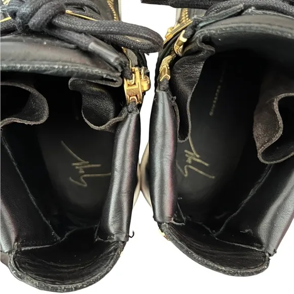 Giuseppe‎ Zanotti Leather And Gold Buckle High Top Trainers SZ 37