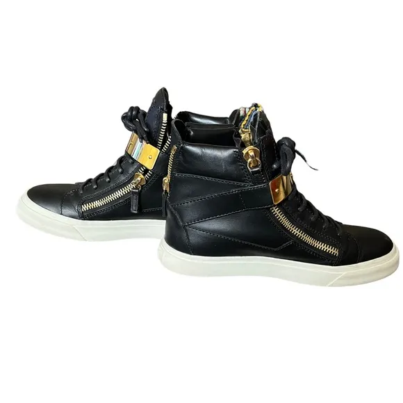 Giuseppe‎ Zanotti Leather And Gold Buckle High Top Trainers SZ 37