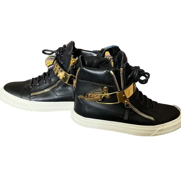 Giuseppe‎ Zanotti Leather And Gold Buckle High Top Trainers SZ 37