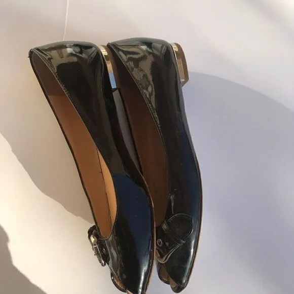 Giuseppe Zanotti Black Peeptoe Patent buckle shoes
