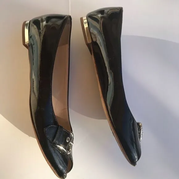 Giuseppe Zanotti Black Peeptoe Patent buckle shoes