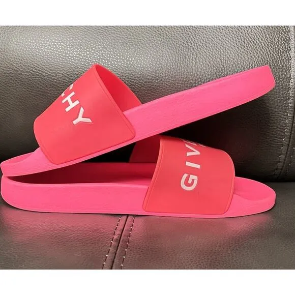 Givenchy Slide In Sandals Flip Flop Summer Shoes Bright Pink Sz M 9/W 11 Vntg